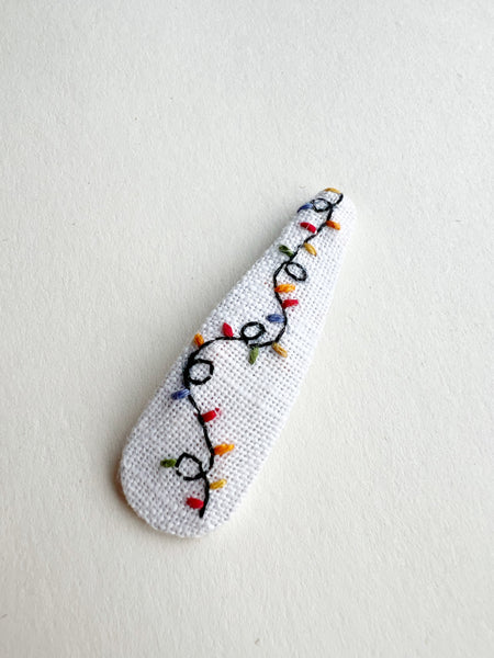 Hand Embroidered Mini Clip - Christmas Lights