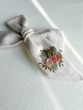 Hand Embroidered Bow - Large Hand Tied - Floral Bunch