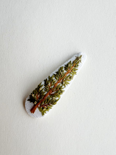 Hand Embroidered Mini Clip - Christmas Tree