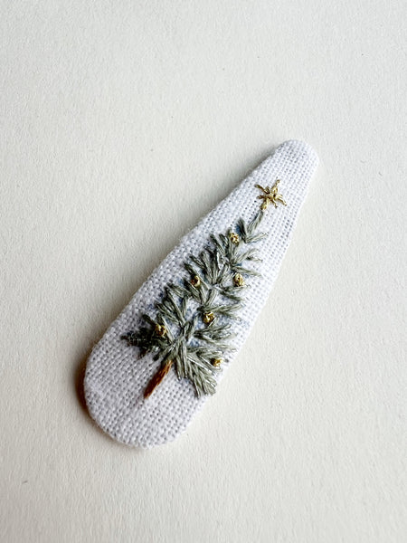 Hand Embroidered Mini Clip - Christmas Tree