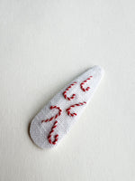 Hand Embroidered Mini Clip - Candy Canes