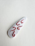 Hand Embroidered Mini Clip - Candy Canes