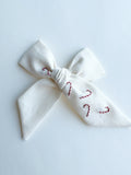 Hand Embroidered Bow - Large Hand Tied - Christmas Lights