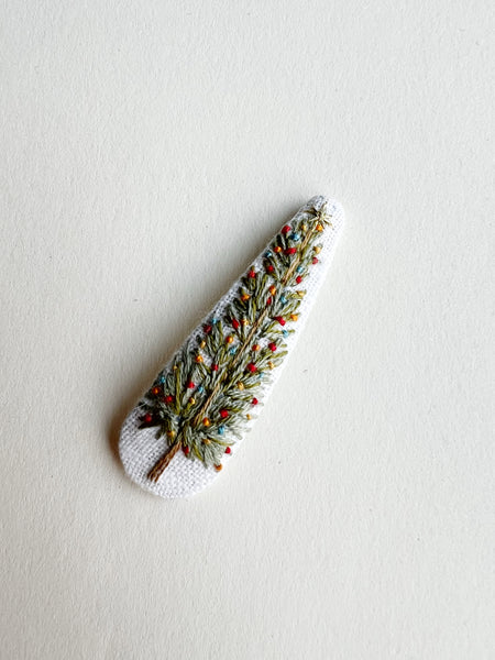Hand Embroidered Mini Clip - Christmas Tree