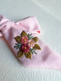 Hand Embroidered Bow - Large Hand Tied - Floral Bunch