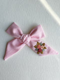 Hand Embroidered Bow - Large Hand Tied - Floral Bunch