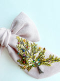 Hand Embroidered Bow - Chunky - Christmas Tree (w/bead & sequin detail)