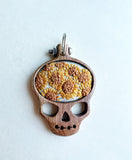 Tiny Hand Embroidered Wooden Sunflower Pendant
