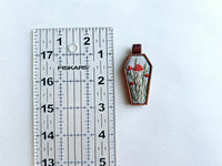 Hand Embroidered Wooden Mushroom Coffin Pendant