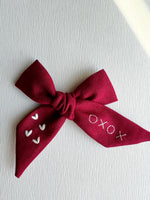 Hand Embroidered Bow - Large Hand Tied - XOXO