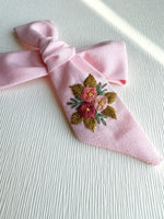 Hand Embroidered Bow - Large Hand Tied - Floral Bunch