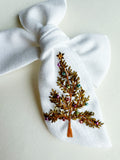 Hand Embroidered Chunky Bow - Christmas Tree (w/bead&sequin detail)