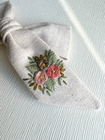 Hand Embroidered Bow - Large Hand Tied - Floral Bunch