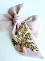 Hand Embroidered Bow - Chunky - Christmas Tree (w/star sequin detail)