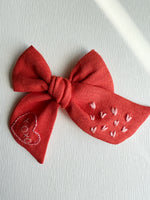 Hand Embroidered Bow - Chunky  - XOXO + hearts