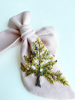 Hand Embroidered Bow - Chunky - Christmas Tree (w/bead & sequin detail)
