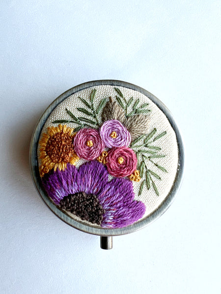 Tiny Hand Embroidered Pillbox
