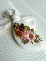 Hand Embroidered Bow - Large Hand Tied - Floral Bunch