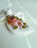 Hand Embroidered Bow - Large Hand Tied - Floral Bunch