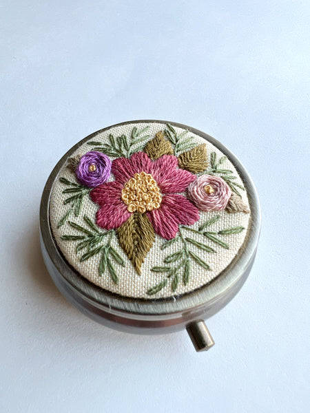 Tiny Hand Embroidered Pillbox