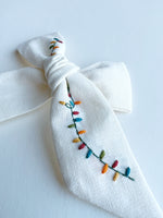 Hand Embroidered Bow - Large Hand Tied - Christmas Lights