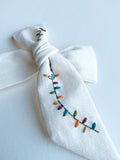 Hand Embroidered Bow - Large Hand Tied - Christmas Lights