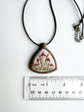 Hand Embroidered Wooden Triangle Pendant