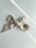 Hand Embroidered Bow - Large Hand Tied - Floral Bunch