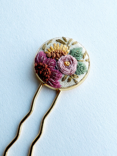 Dainty Hand Embroidered Hair Pin