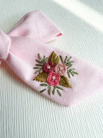 Hand Embroidered Bow - Large Hand Tied - Floral Bunch