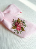Hand Embroidered Bow - Large Hand Tied - Floral Bunch