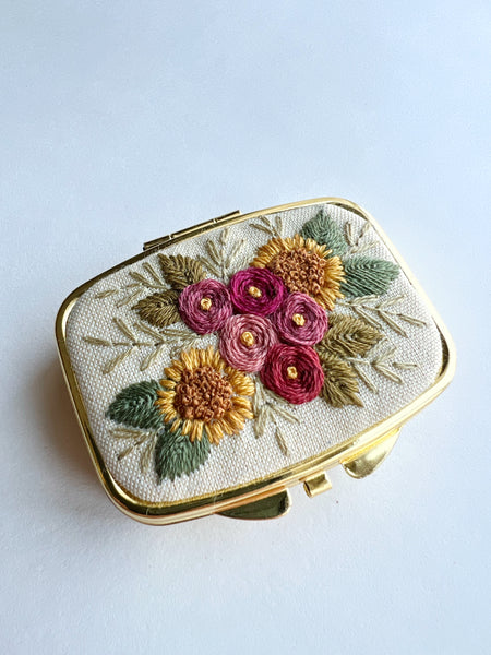 Hand Embroidered Pillbox