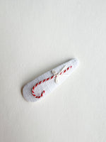 Hand Embroidered Mini Clip - Candy Cane
