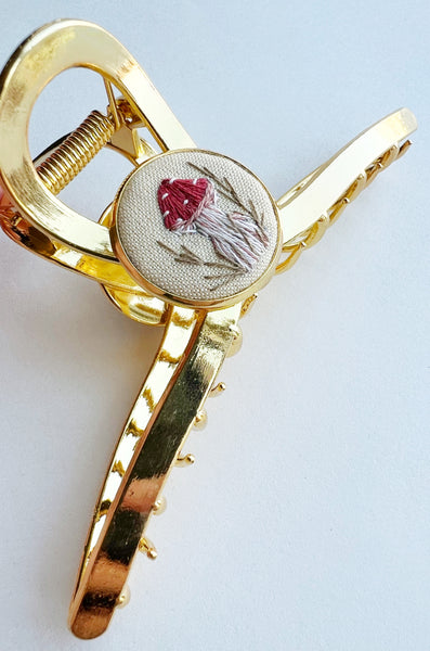 Hand Embroidered Claw Clip
