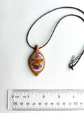 Hand Embroidered Wooden Leaf Pendant