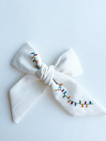 Hand Embroidered Bow - Large Hand Tied - Christmas Lights