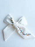Hand Embroidered Bow - Large Hand Tied - Christmas Lights