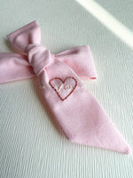 Hand Embroidered Bow - Large Hand Tied - XO heart