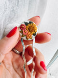 Floral Hand Embroidered Hair Pin
