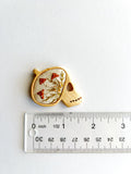 Hand Embroidered Wooden Skull Pendant