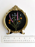 Hand Embroidered Floral Picture in Vintage Style Frame