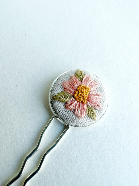 Dainty Hand Embroidered Hair Pin
