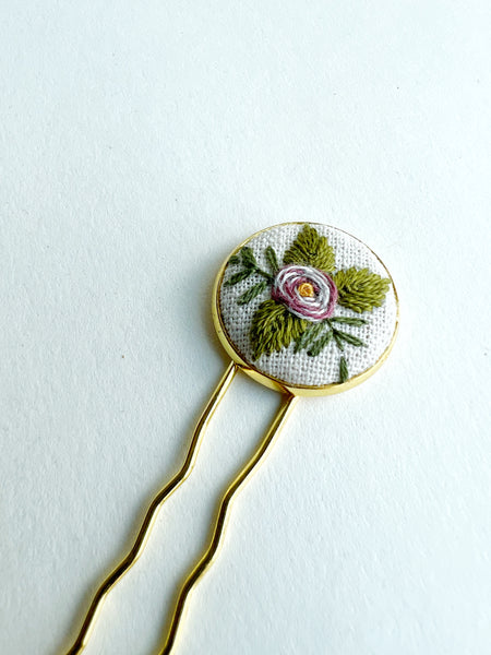 Dainty Hand Embroidered Hair Pin