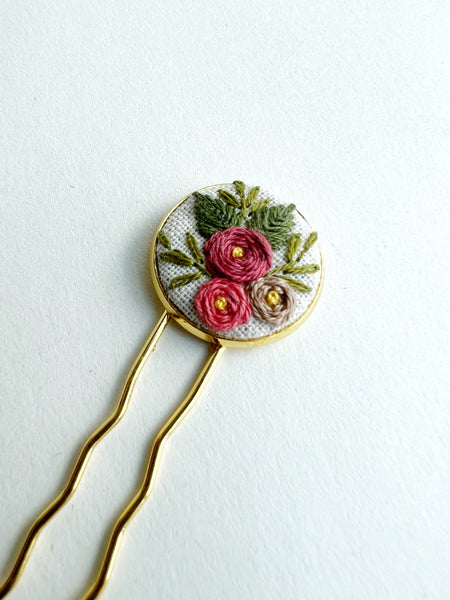 Dainty Hand Embroidered Hair Pin