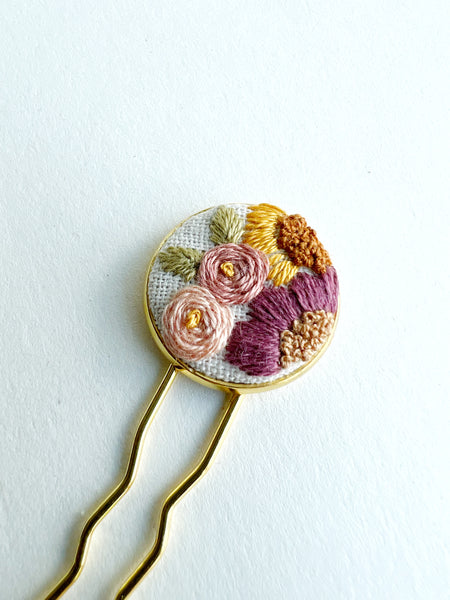 Dainty Hand Embroidered Hair Pin