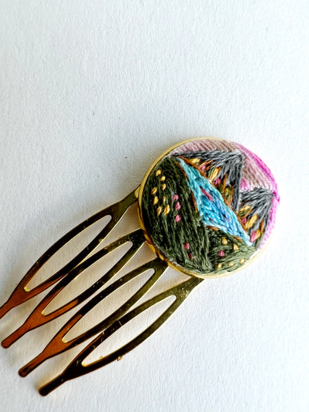 Hand Embroidered Hair Comb