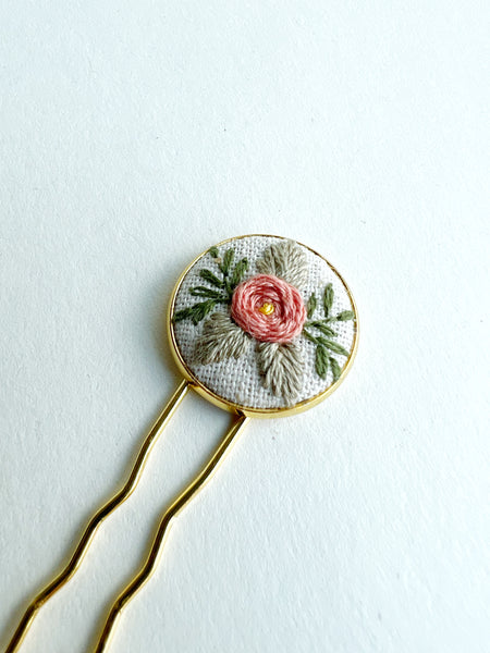 Dainty Hand Embroidered Hair Pin