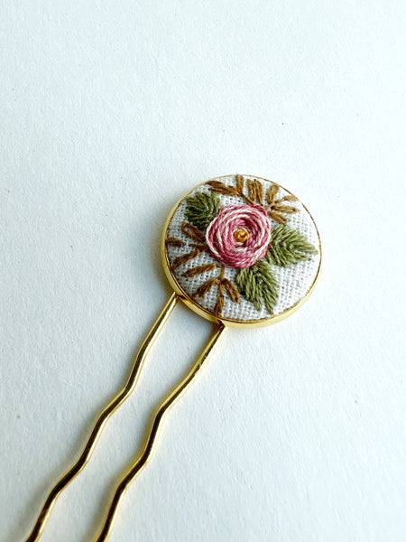 Dainty Hand Embroidered Hair Pin