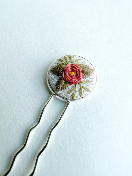 Dainty Hand Embroidered Hair Pin