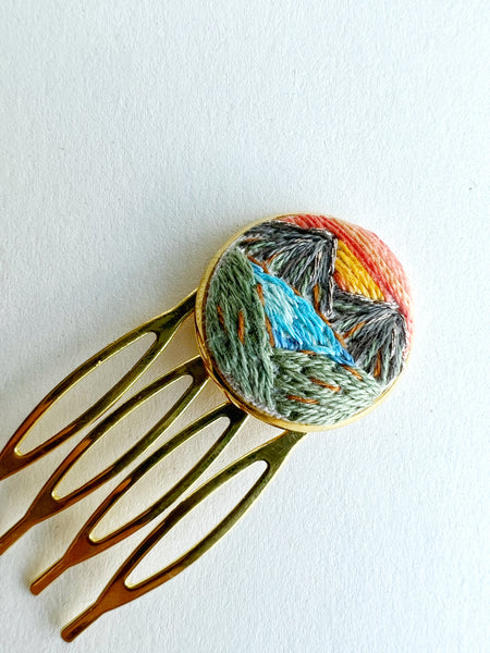 Hand Embroidered Hair Comb